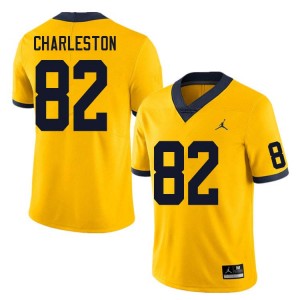 C.J. Charleston Michigan Limited Men #82 College Football Jerseys - Yellow 464001-345