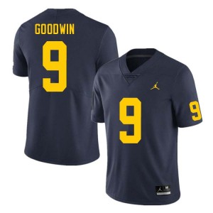 Channing Goodwin Michigan #9 Mens High School College Football Jersey - Navy 898760-620