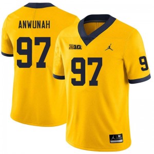Chibi Anwunah Michigan NCAA College Football #97 Men's Jersey - Yellow 134688-747
