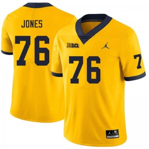 Connor Jones Michigan Embroidery Men #76 College Football Jerseys - Yellow 612729-924