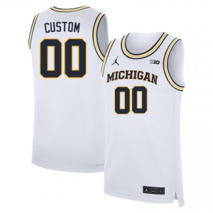 Custom Michigan #00 College Basketball Men Embroidery Jerseys - White 156864-372