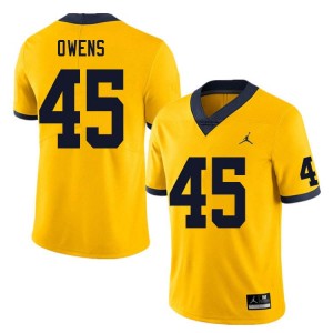 Eli Owens Michigan 2025-26 #45 College Football Men's Jerseys - Yellow 257306-832