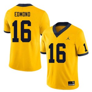 Jo'Ziah Edmond University of Michigan University Men #16 College Football Jerseys - Yellow 150056-624