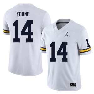 Jordan Young University of Michigan Player College Football Men #14 Jerseys - White 361006-723