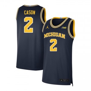 L.J. Cason Michigan #2 University College Basketball Men's Jersey - Navy 191540-469