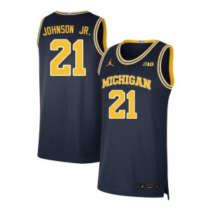 Morez Johnson Jr. Michigan #21 Men College Basketball Player Jersey - Navy 881251-936