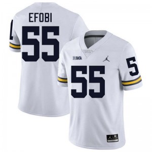 Nathan Efobi Michigan College Football Men #55 Limited Jersey - White 983862-514