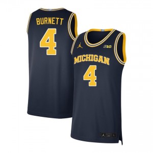Nimari Burnett Michigan #4 College Basketball Men's NCAA Jerseys - Navy 237233-618