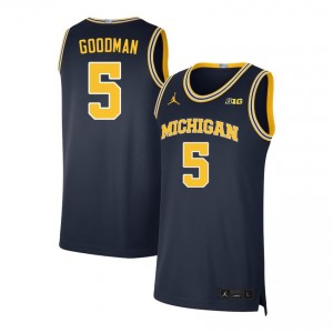 Oscar Goodman Michigan #5 College Basketball University Men's Jerseys - Navy 617118-425