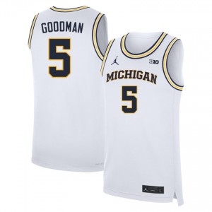 Oscar Goodman Michigan Wolverines Men's #5 2025 College Basketball Jersey - White 309892-101
