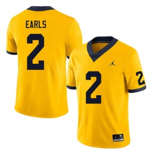 Shamari Earls Michigan Alumni Men's #2 College Football Jersey - Yellow 701507-803