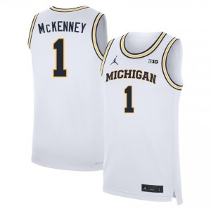 Trey McKenney Michigan Wolverines College Basketball Men Stitched #1 Jerseys - White 612591-887