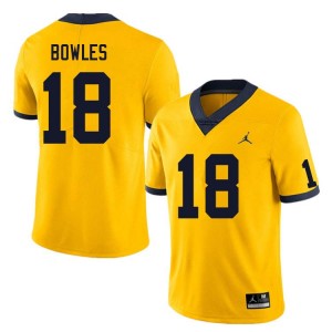 Troy Bowles University of Michigan Men's #18 Limited College Football Jerseys - Yellow 404225-911