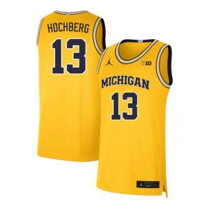 Harrison Hochberg University of Michigan NCAA #13 Men College Basketball Jersey - Maize 431771-299