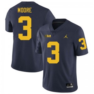 Fredrick Moore University of Michigan #3 College Football Men 2025 Jerseys - Navy 833337-626