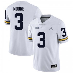 Fredrick Moore Michigan Wolverines #3 College Football 2025 Men's Jerseys - White 456425-468
