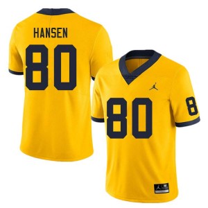 Hogan Hansen Michigan Men's Stitched #80 College Football Jersey - Yellow 826595-298