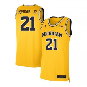 Morez Johnson Jr. Michigan Men's #21 College Basketball Stitched Jerseys - Maize 538389-252