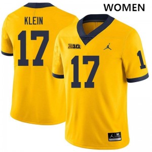 Marlin Klein Wolverines Stitched College Football Women's #17 Jerseys - Yellow 956313-345