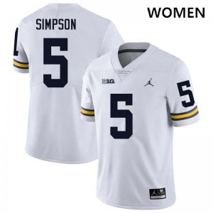 Anthony Simpson Michigan Wolverines College Football #5 2025 Women Jerseys - White 124636-878