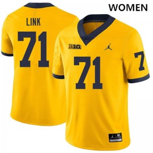 Evan Link Michigan Women's College Football #71 Alumni Jersey - Yellow 624779-377