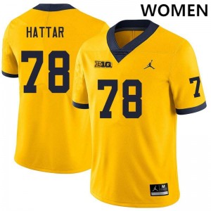 Lawrence Hattar Michigan University College Football #78 Women Jerseys - Yellow 806165-224