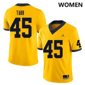 Greg Tarr University of Michigan Alumni College Football Womens #45 Jerseys - Yellow 891380-302