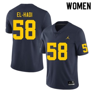Giovanni El-Hadi University of Michigan College Football #58 Women's Alumni Jerseys - Navy 437875-839