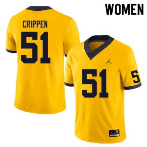 Greg Crippen Michigan #51 Women 2025-26 College Football Jerseys - Yellow 177071-871