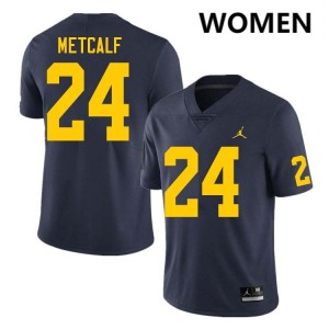 Tevis Metcalf Michigan College Football University Women #24 Jersey - Navy 274565-395