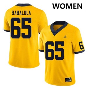 Andrew Babalola Michigan Wolverines #65 College Football NCAA Womens Jerseys - Yellow 140690-730