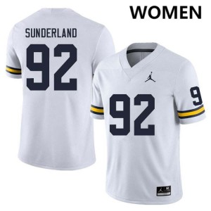 Beckham Sunderland Michigan Wolverines #92 NCAA Women College Football Jerseys - White 277060-313