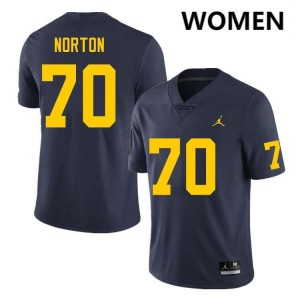 Brady Norton Wolverines #70 College Football Embroidery Women Jerseys - Navy 820298-335