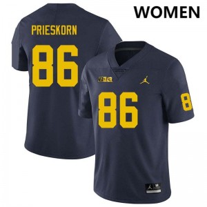 Brady Prieskorn Michigan #86 College Football Women University Jersey - Navy 560642-610