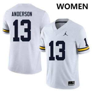 Caleb Anderson Michigan Wolverines Womens College Football #13 Limited Jerseys - White 700133-290