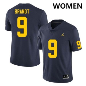 Cameron Brandt Michigan Wolverines Women's Replica College Football #9 Jerseys - Navy 189897-318