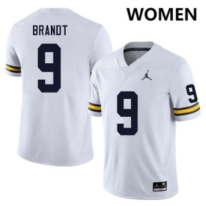 Cameron Brandt University of Michigan College Football Replica #9 Women's Jersey - White 988799-861