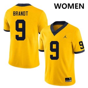 Cameron Brandt Michigan Wolverines College Football #9 Limited Womens Jerseys - Yellow 795327-477