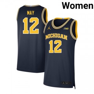 Charlie May Michigan Wolverines College Basketball Stitched #12 Women's Jerseys - Navy 949603-479