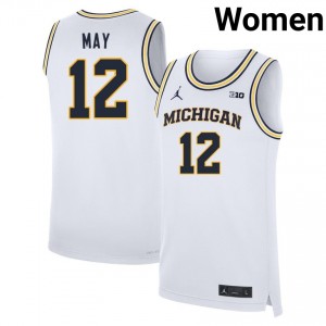 Charlie May Michigan College Basketball Women 2025 #12 Jerseys - White 719566-635