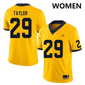 Chase Taylor Wolverines Women's Embroidery College Football #29 Jerseys - Yellow 767876-672