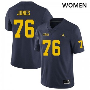 Connor Jones Michigan College Football High School Women #76 Jersey - Navy 111865-816