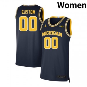 Custom Michigan Womens University #00 College Basketball Jerseys - Navy 108171-988