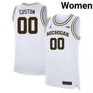 Custom Michigan College Basketball #00 Womens 2025-26 Jersey - White 547134-465