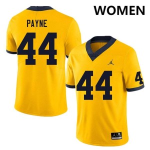 Damon Payne Michigan Wolverines #44 Limited Women's College Football Jersey - Yellow 191098-969