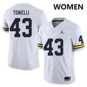 Deakon Tonielli Michigan College Football Women University #43 Jerseys - White 306795-773