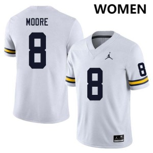 Derrick Moore Michigan Women College Football #8 2025-26 Jersey - White 625464-715
