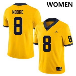 Derrick Moore University of Michigan Women's #8 University College Football Jerseys - Yellow 667088-868