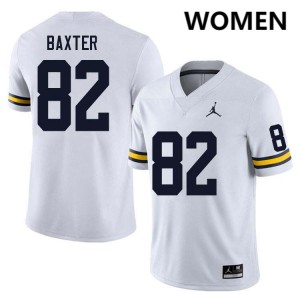 Devon Baxter Michigan Stitched #82 College Football Women's Jerseys - White 670284-508