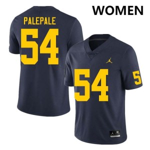 Deyvid Palepale Michigan High School #54 College Football Women's Jersey - Navy 499355-739